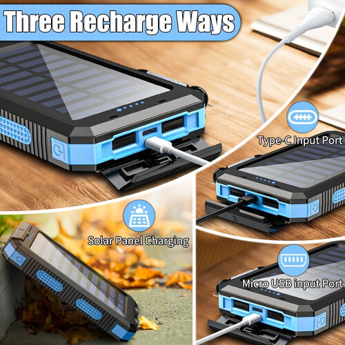 Ηλιακός φορτιστής Power Bank, φορητός φορτιστής 30000mAh με διπλή θύρα USB, ενσωματωμένο 2
