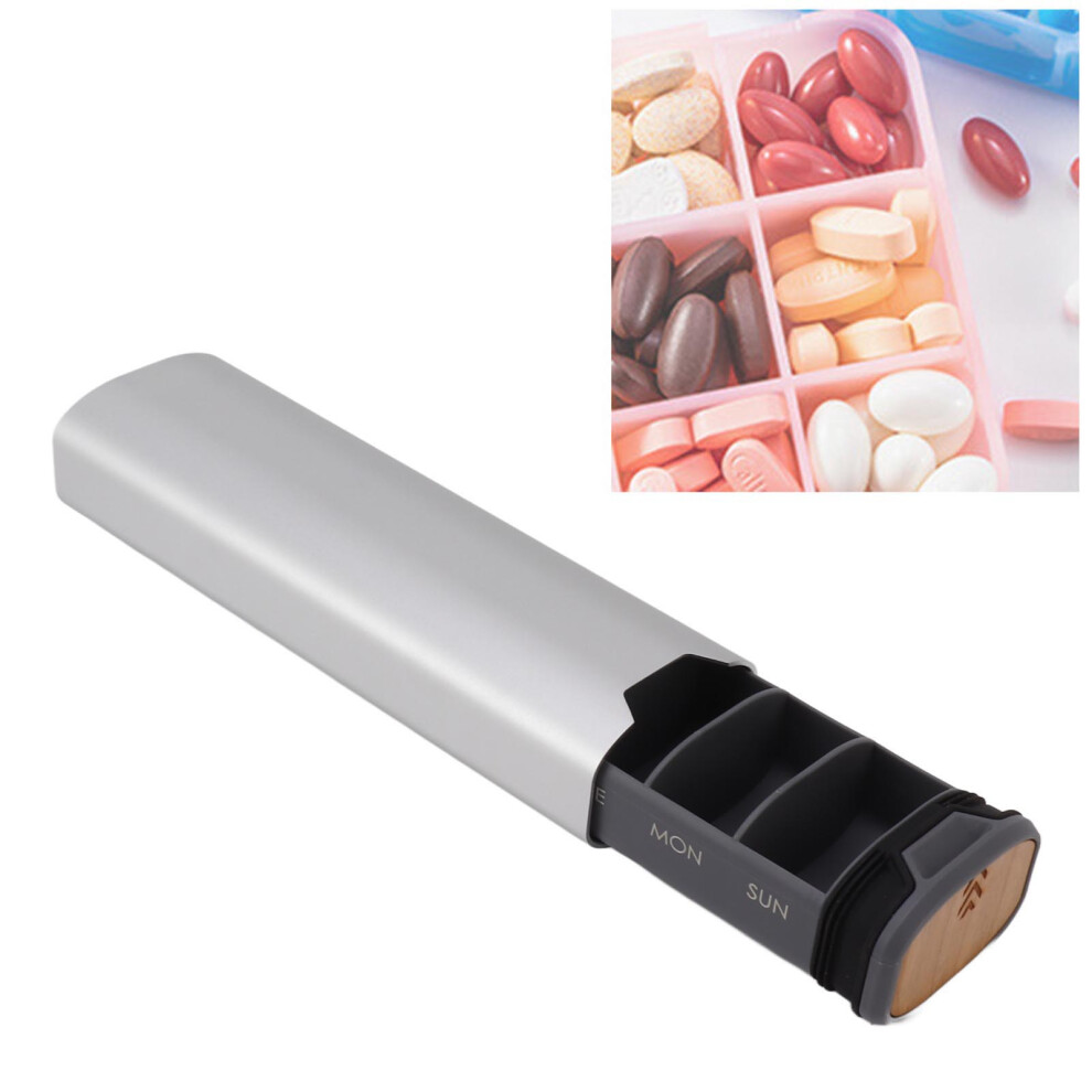 Waterproof 7-Day Aluminum Medicine Organizer, Travel Portable Silver