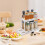 Pull Rotate Spice Rack 2-Tier, Milk White, 15cm, Durable & Large Capacity 8