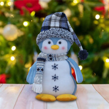Christmas Tree Topper Gnome Decorations,2024 Newly Blue Fabric Christmas Penguin Creative Doll,Christmas decorations indoor for Home and Party