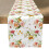 Rustic White Table Runner,Pink Floral Kitchen Dining Table Decoration 13x72 Inch 1