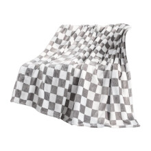 Grey Checkered Flannel Blanket With Black And White Squares Pattern Soft Throw For Bed Sofa And Couch Cover 39.37 X 27.56 Inches 0.55 Pounds 1Pc