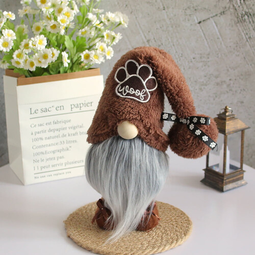 Dog Gnome Ornament Set Beige and Coffee 2 pcs 1