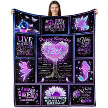 Geschenk zum 12. Geburtstag für Mädchen – Kuscheldecke 127 x 152 cm, geeignet für Kinder und Teenager