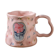 Ceramic Mug Flower Handmade Shaped Unique Wavy Rim Tea Cup Exquisite Milk Cup Breakfast Cup
