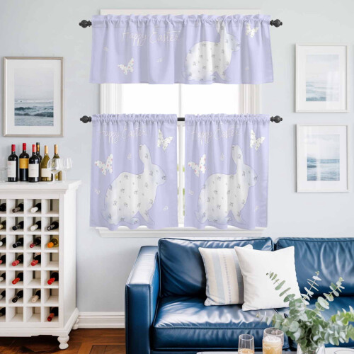 Easter Kitchen Curtains and Valances Set Flower White 1