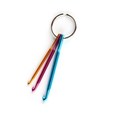 ROSENICE 3er-Pack Mini-Schlüsselanhänger aus Aluminium, Häkelnadeln, Stricknadeln, Bastelwerkzeuge