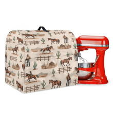 Portable Kitchen Mixer Dust Cover with Handle & Drawstring for 4.5–5 Qt Stand Mixers – Cowboy Horse Cactus Design