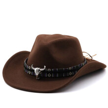 Wanita Retro Musim Dingin Baru Topi Bowler Jazz Pinggiran Lebar Mode Topi Sombrero Classic Womens Western Cowboy Cowgirl Hoeden met brede riem
