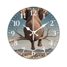 Elephant-Themed Retro Mute Wall Clock, Battery-Powered, Compatible with Home, Living Room, Kitchen & Office Decor
