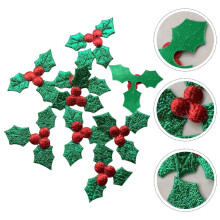 100pcs Christmas Leaves Iron On Patches Embroidered Applique Sew On Patches Christmas Applique Patches For Xmas Costume Decor