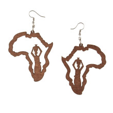 D Afrikanische Ohrstecker aus Holz, afrozentrische Hängeohrringe, ethnische Stammesohrringe, Boho-Braun