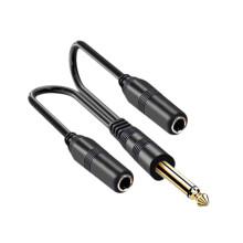 Y Splitter Adapter Cable Male to 2 6.35mm Female Adapter Jack Connector Speaker Cable for Keyboard Amplifier Karaoke Speakers Single Channel