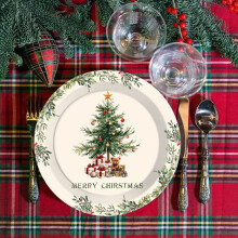 16er-Pack Weihnachtsteller aus Pappe mit Weihnachtsbaummuster, 7 oder 9 Zoll, Einweggeschirr für Feiertage und Geburtstagsfeiern