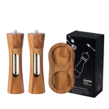Prachtig vormgegeven houten zout- en pepermolen, duurzame verstelbare kruidenmolen voor een elegante keukenstijl en extra gemak aan tafel, set