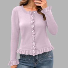 Gilet léger boutonné pour femme, pull en maille, couleur unie, haut décontracté, mélange doux et extensible de spandex
