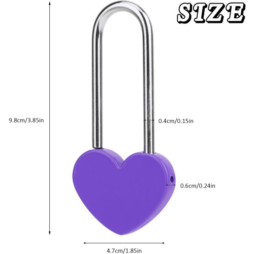2 τεμάχια λουκέτο καρδιάς Love Lock, μωβ μονή κλειδαριά καρδιάς για ευχές για εραστές, 1