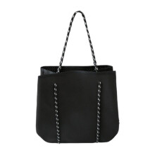 Sac en néoprène pour femme avec pochette intérieure, idéal pour la piscine, les vacances, les voyages et les fêtes (noir)
