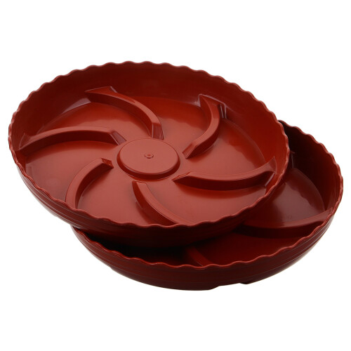 4Pièces Coupelles Pot De Fleurs Rouge PP Antiracine Bord Ondulé 1
