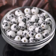 10 Stück runde, 8 mm, 10 mm, 12 mm große, bunte Keramik-Porzellanperlen mit Blumenmuster – 115#-12 mm
