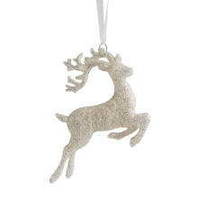 Christmas Reindeer Ornament, Glitter Silver Deer Hanging Ornaments for Xmas Tree Car Backpack Home Holiday Party Decorations