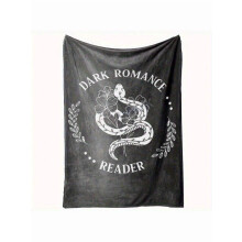 Dark Night Romance Reader Flannel Blanket | 250-300g HD, Black & White Snake Floral Design | 4 Sizes | Gift for Book Lovers & Home Decor | Compatible