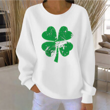 Women's St Patrick's Day long sleeve top ribbed knit round