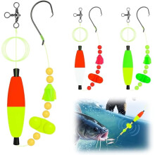 Catfish Fishing Set, 2025 New Catfish Float Rigs Catfishing Tackle with Double Rattles, Catfishing Rig Equipment 8/0 Hooks 3pcs