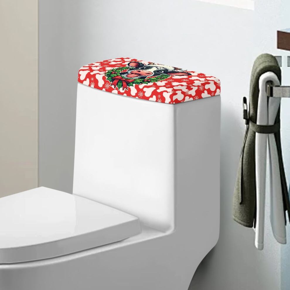 Christmas Cow Toilet Tank Cover With Snowflakes 902370250088