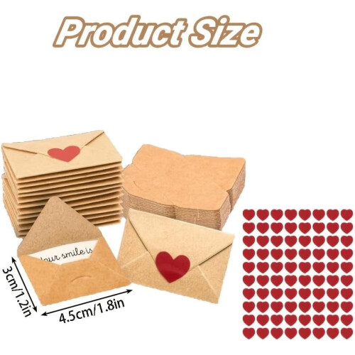 Mini Blank Cards and Envelopes Box with Heart Stickers 60 1