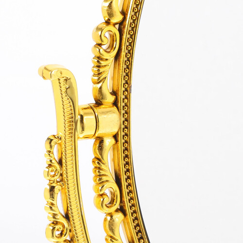 Oval Tabletop Mirror Double-Sided Rotating Golden 1 Set 2