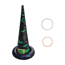 Inflatable Halloween Witch Hat Throwing Game Set - Durable PVC Ring Toss Activity (3-Pack, 7.87x7.87x23.62 Inches)