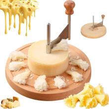 Cheese Curler Wheel, Stainless Steel Shaver with Wood Base – Compatible with Sharp Blade, for Cheese Boards, Desserts & Parties