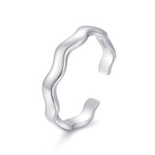 CHIC & ARTSY 925 Sterling Silver Open Toe Ring for Women – Lightweight, Adjustable, Stackable Wave Ring, Barefoot Sandal Compatible