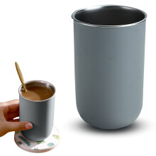 Modern Bathroom Tumbler Set - 350ml Toothbrush Holder Cup Rinsing Drinking Glass Reusable Kitchenware (Black Color), Grey,