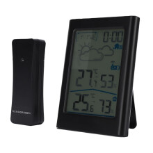 Wireless Weather Station with Indoor/Outdoor Thermometer & Hygrometer, LCD Display, Pressure, Alarm Clock, 12/24H Forecast