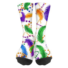 Willtoo Mardi Gras Crew Socks for Men Women Kids Festive Mask Print Colorful Carnival Sock for Party Family Celebrations