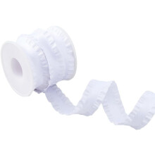 10 Yds Double Ruffle White Lace Ribbon Trim, 7/8" Wide Polyester, for DIY Dress, Headwear, Gift Wrapping