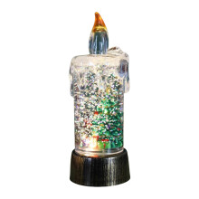 Christmas Snow Globe Lantern – Candle-Shaped, Warm Glittering Light, Tree Scene, Festive Home Decor Gift