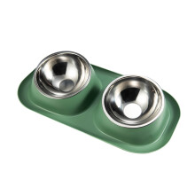 Dog Bowls Double Dog Water and Food Bowls Stainless Steel Bowls with Non-Slip Resin Station, Pet Feeder Bowls for Puppy Medium Dogs Cats