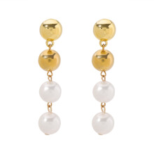 Palace style retro round bead tassel earrings French pearl earrings