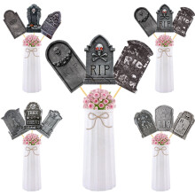 12 Pcs Halloween Cupcake Toppers – Tombstone Graveyard Decor, Scary Cake Picks, Party Supplies (Compatible with Standard Cupcakes)