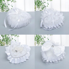 Ring Box Western Style Romantic Heart-shaped Hand Holding Wedding Prop Lace Ring Pillow Box for Valentine's Day,C
