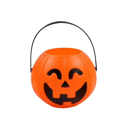 Plastic Pumpkin Candy Bucket 17 x 13.5 cm
