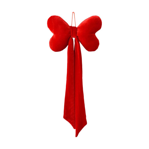 Velvet Heart Bow Decor Red Soft with Satin Loop 1pc