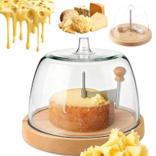 Stainless Steel Cheese Curler Wheel with Lid & Wooden Base – Makes Cheese/Chocolate Rose Flowers, Compatible with Standard Wheels