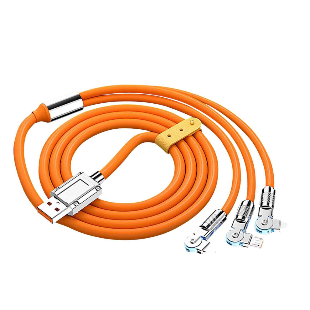 100W 3-In-1 Rotating Fast Charging Cable, 6A, Compatible With Smartphones, Flexible & Durable 9464372745128