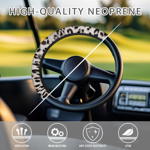Leopard Print Golf Cart Steering Wheel Cover Gray 2