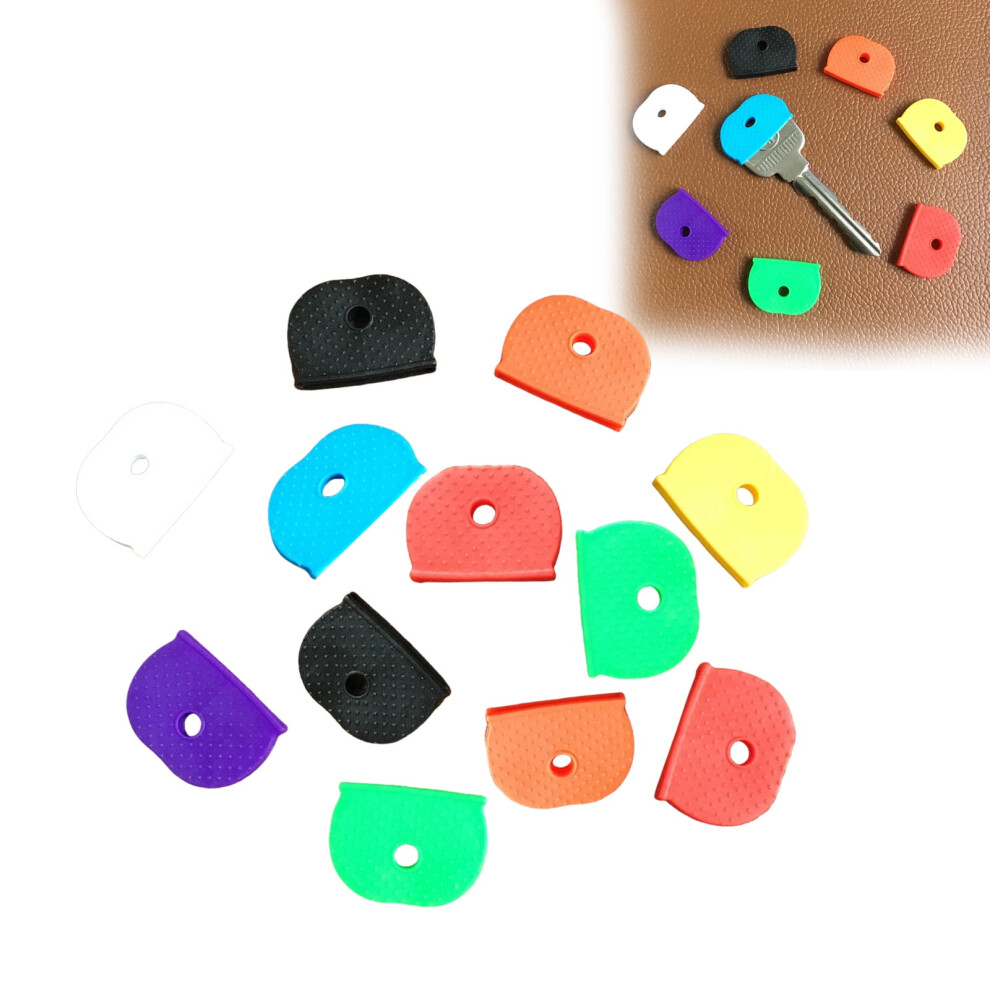 24/12Pcs Flexible Silicone Key Caps Covers With Coding Tags For Home/Door/Apartment/Car Â Random Color 9464372745555