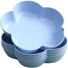5-Pack 21oz Wheat Straw Dessert Bowls, 7" Reusable Snack/Spice/Dipping Bowls for Cooking, Party & BBQ (Blue)